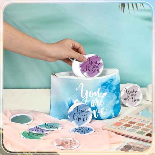 20 Pcs Employee Appreciation Gifts Inspirational Canvas Makeup Bags Compact Mirror Bulk Cosmetic Bags Portable Mirror Thank You Gifts for Women Christmas Nurse Practitioner (Inspiration)