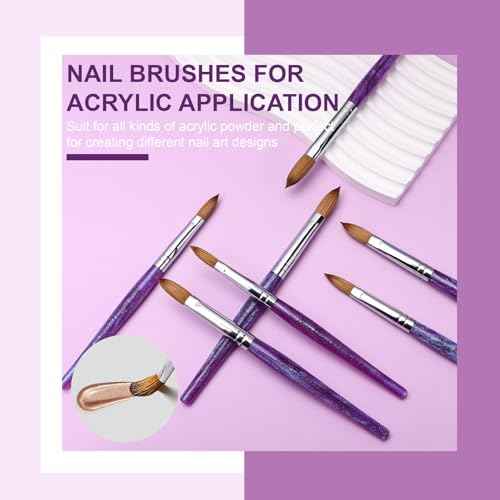 Acrylic Nail Brush Size 10, 100% Pure Kolinsky Nail Brush for Acrylic Application, Professional Nail Extension Manicure Tool Nail Drawing Pen for DIY Home Salon(Purple)