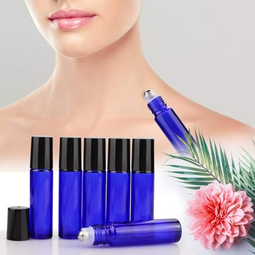 Blue 10ml Glass Roller Bottles for Essential Oils - 25 Pack with Accessories