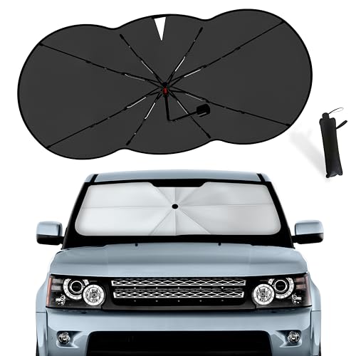 EcoNour Car Windshield Sunshade Umbrella | Foldable Car Umbrella Sun Shade Cover | Front Windshield Shade for Heat and UV Rays Protection | 240T Polyester Umbrella Sunshade | Large (56.5"x30.5")