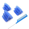 Heatless Self Grip Small Hair Rollers Set with Rat Tail Comb - 18 Pack