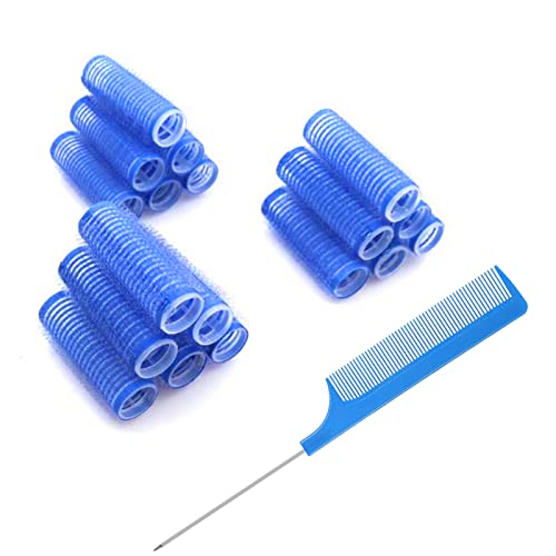 Heatless Self Grip Small Hair Rollers Set with Rat Tail Comb - 18 Pack