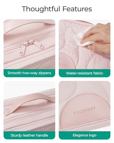 BAGSMART Black Toiletry Bag for Women - Large Capacity Waterproof Makeup Organizer for Travel