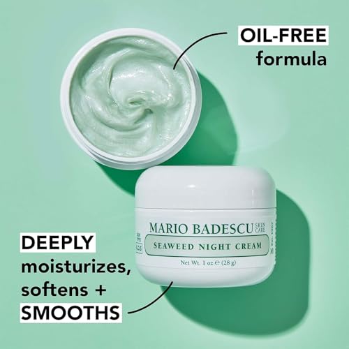 Mario Badescu Seaweed Night Cream for Women Anti Aging Oil-Free Moisturizer with Collagen & Sodium Hyaluronate, Ideal for Combination