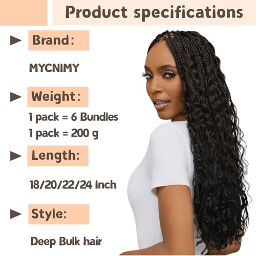 Deep Wave Boho Braiding Hair 200g 6 Bundles 20 Inch