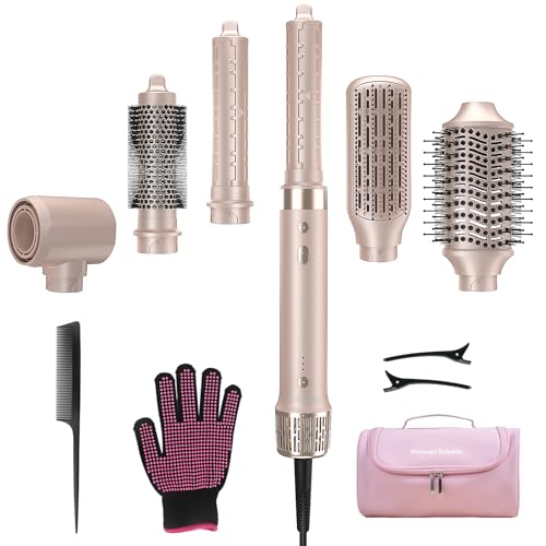 StyleVibe 6-in-1 Air Styler & Blow Dryer Brush with Auto-Wrap Curlers