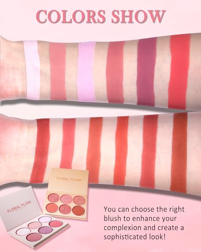 LYSdefeu 6-Color Matte Blush Palette with Brush - Long-Lasting & Pigmented