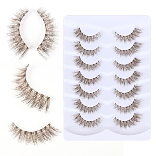 Brown False Eyelashes 7 Pairs Natural Wispy 3D Lashes