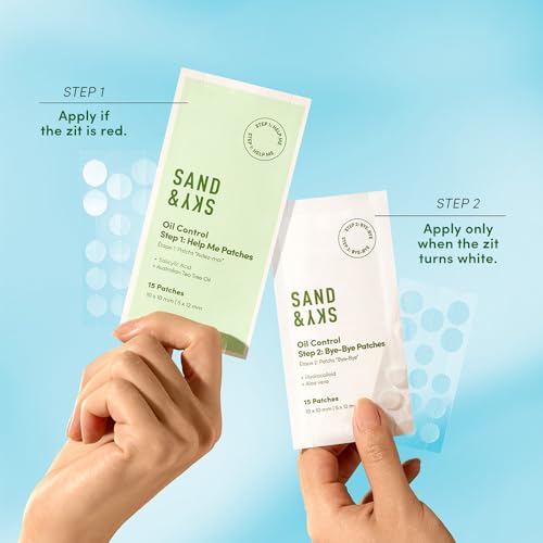 Sand & Sky Pimple Patches for Face Hydrocolloid Acne Patches with Salicylic Acid & Tea Tree Oil - Blemish Spot Patches for Whiteheads, 75 Patches