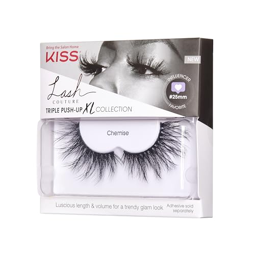 KISS Lash Couture Triple Push-up False Eyelashes, Halloween 02', Includes, Contact Lens Friendly, Easy to Apply, Reusable Strip Lashes (Pack of 3)