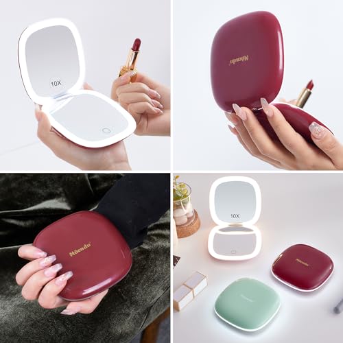Mocado 4-Inch Compact Mirror with Light | 1x/10x Magnifying, Rechargeable