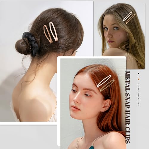 16 PCS Non-Slip Snap Hair Clips for Women - Black, Brown, Beige