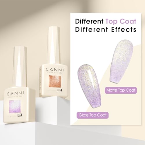 CANNI Aurora Purple Blue Gold Glitter Gel Nail Polish Set - 8 Color 9ml UV LED Soak Off