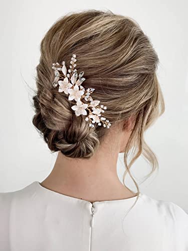 SWEETV Bridal Hair Comb with Crystals - Gold Wedding Hair Accessory
