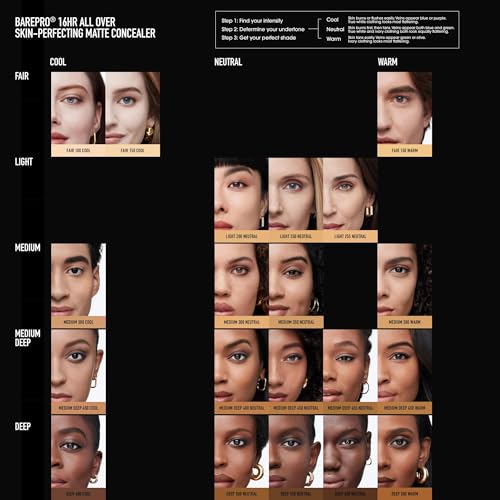 bareMinerals BAREPRO 16HR All Over Skin-Perfecting Natural Matte Concealer Mineral SPF 25 with Niacinamide, Conceals Dark Spots, Blemishes + Dark Circles, Longwear Mineral Matte Complexion