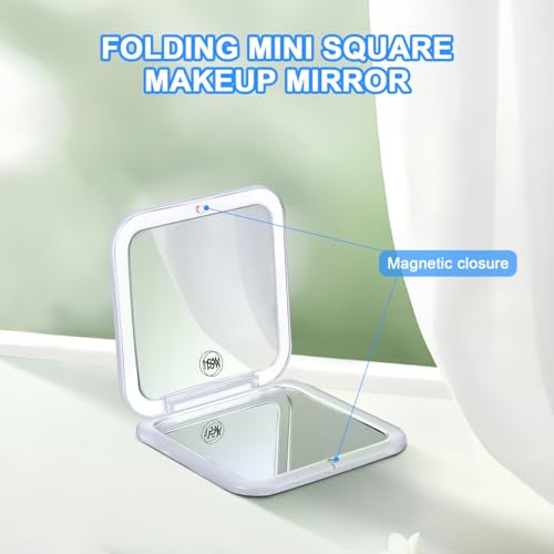 Compact Folding Travel Mirror with 2X Magnification for Purse