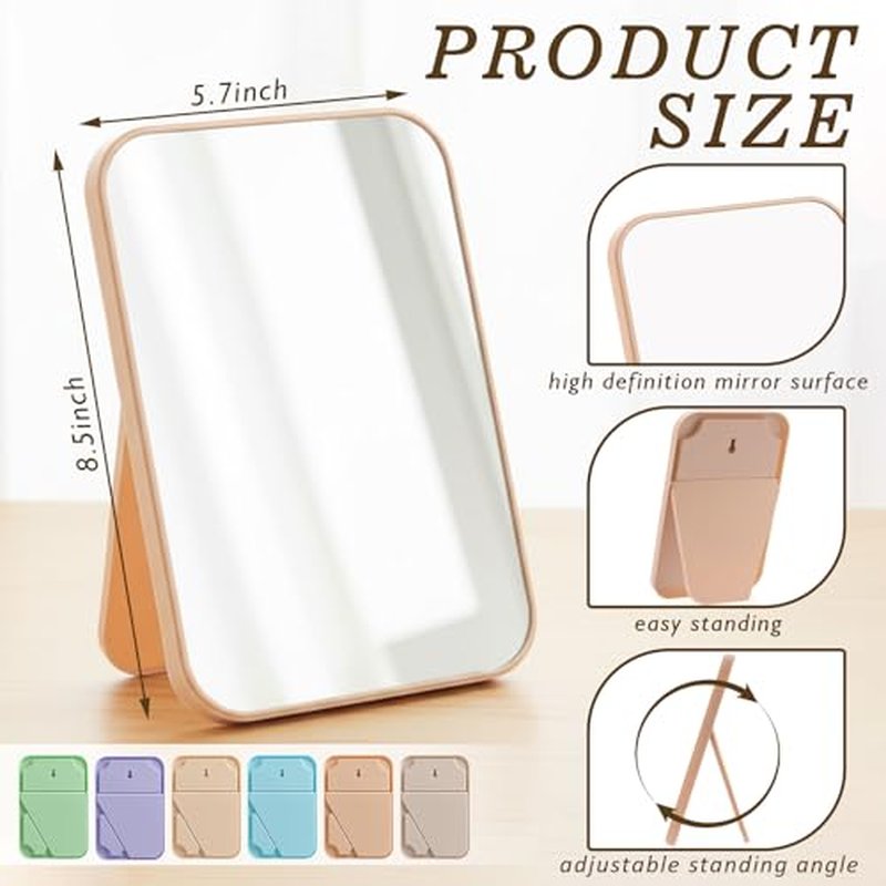 36 Pack Desktop Makeup Mirror Bulk 90¡Æ Adjustable Portable 8" Vanity Table Mirror with Stand, Folding Travel for Makeup Party Spa Party, Women, Cosmetics Personal Beauty (Light Colors)