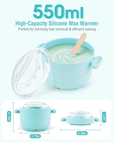 Beloving Green Circle Silicone Wax Warmer for Hair Removal, 18.6oz Portable Foldable Heating Kit