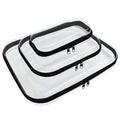 3 Pcs Clear Hard Zipper Case, Hard Shell Plastic Clear Organizer Bag, Transparent Makeup Pouches, Portable Box for Travel Toiletries, Toy Storage Bins (Black, Multi)