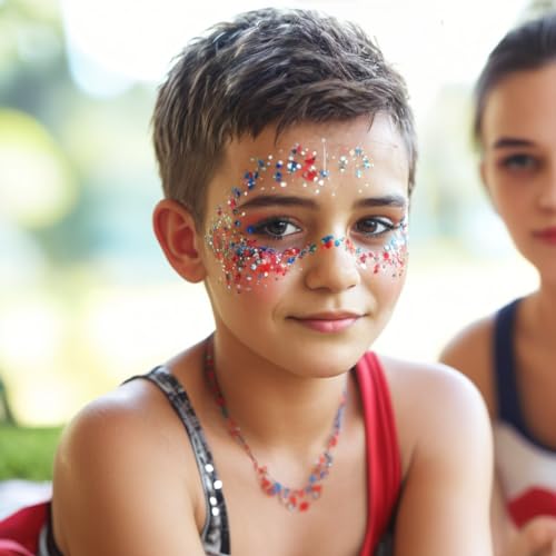 Red White Blue Patriotic Face Glitter Gel for Kids & Adults