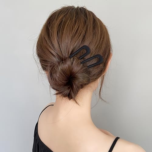 Black 6-Pack Metal French Hair Pins for Women U-Shape 3.9 Inch - Easy Styling