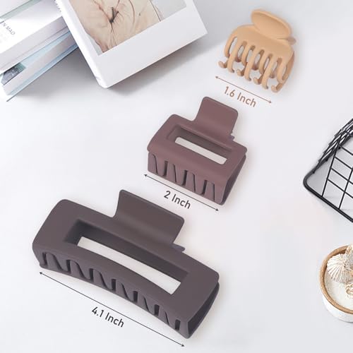 15Pcs Matte Nonslip Hair Claw Clips- Large Rectangle Claw Clips for Thick Hair Small Square Claw Clips Small Hair Clips for Thin Hair Accessories for Women and Girls