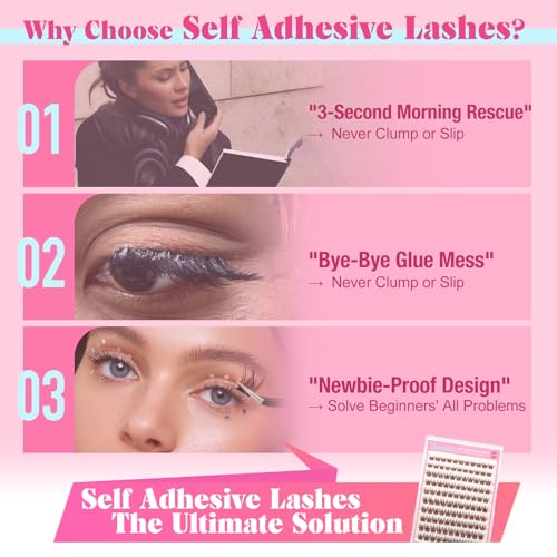Self-Adhesive Brown Lash Clusters - Pre-Glued Press On