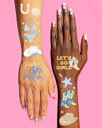 Coastal Cowgirl Bachelorette Temporary Tattoos - 54 Gold Foil