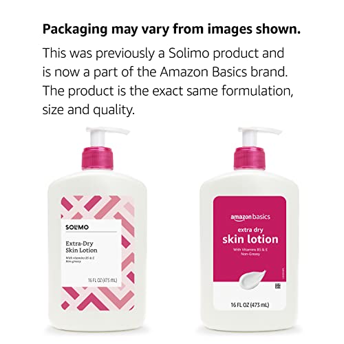 Amazon Basics Body Lotion for Dry Skin 16 fl oz with Vitamins B5 & E, Non-Greasy, Pack of 1
