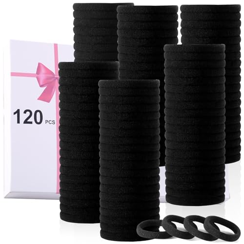 LuSeren 120-Pack Black Hair Ties for Thick Hair