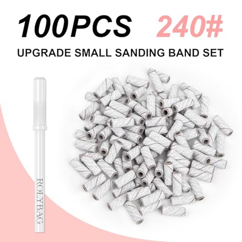 240 Grit Small Sanding Bands for Nail Drill - 100pcs Set