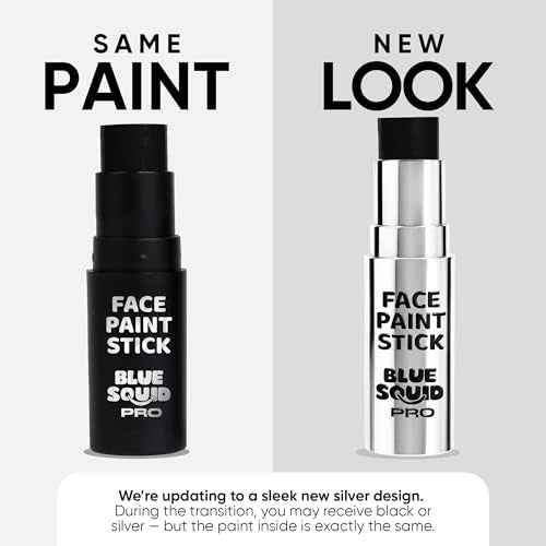 Blue Squid PRO Black Face Paint Stick - Waterproof Body Paint for Adults & Kids Eye Black Baseball, Eyeblack Softball - Vegan Hypoallergenic Twist-Up Non-Toxic Makeup Stick for Cosplay, Sports & SFX