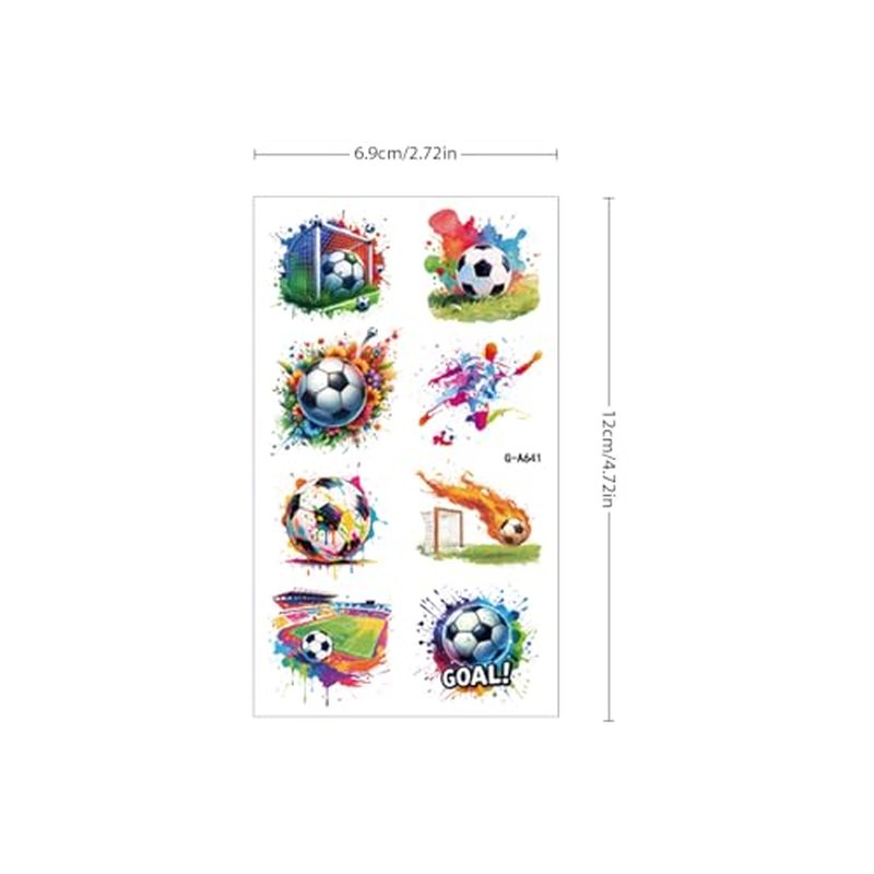 10 Sheets Soccer Temporary Tattoos for Women Men, Soccer Sport Ball Themed Birthday Party Decorations Favors Supplies, Cute Cartoon Football Sports Game Player Tattoo Sticker Gifts for Adults Q855