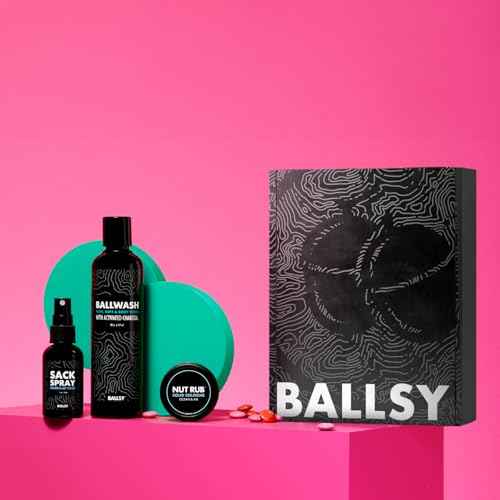 Ballsy Sack Pack, Men's Fresh Kit, Includes Body Wash, Deodorizing Spray and Cologne Rub, Men's Body Care, Ball Wash for Men Gift Pack, Ocean & Air