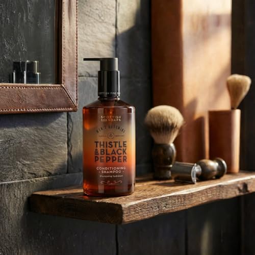 Scottish Fine Soaps Thistle and Black Pepper Collection All in One Body Wash, Woody Amber Fragrance, 500ml