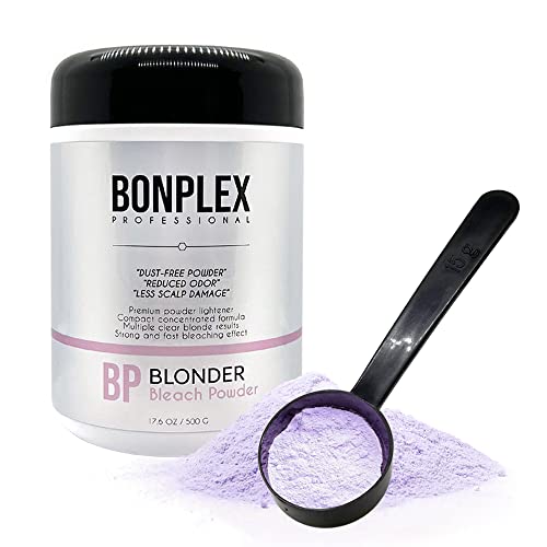 BONPLEX Blonder Bleach Powder | Dust Free | Reduced Odor | Less Scalp Damage | Compact Powder Lightener | Multiple Clear Blonde Results | Strong and Fast Bleach Powder 17.6 oz