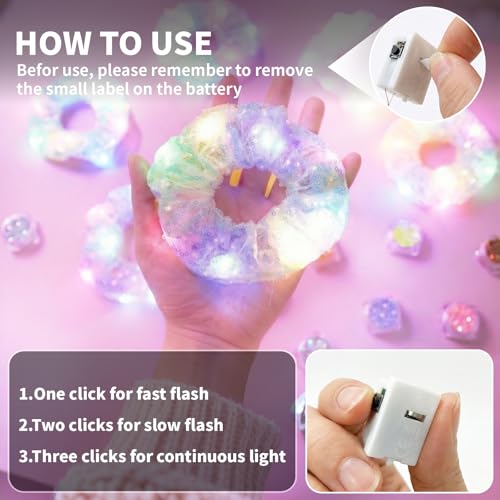 LED Light Up Hair Scrunchies & Glow-in-the-Dark Body Glitter Set for Parties