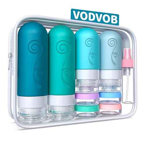 vodvob 16 Pack Travel Bottles Set for Toiletries, TSA Approved Travel Containers Leak Proof Silicone Squeezable Travel Accessories 2oz 3oz for Shampoo Conditioner Lotion Body Wash (BPA Free) (blue)