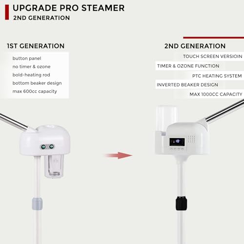 Professional Facial Steamer on Wheels with Touch Screen & Timer