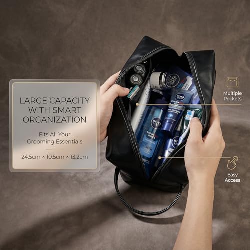 Men's Travel Toiletry Bag - Water-Resistant Dopp Kit Organizer