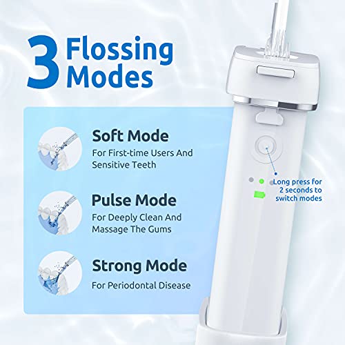 SYNHOPE White Cordless Water Flosser Mini Portable Oral Irrigator 3 Modes IPX7