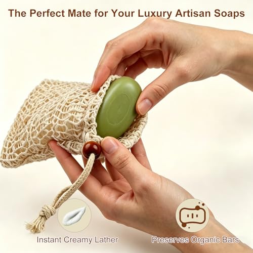 Sisal Soap Bag 6-Pack Exfoliating Soap Saver Pouches for Bar Soap