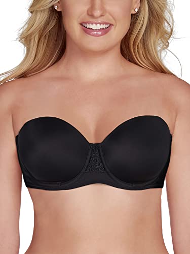 Vanity Fair Women's Beauty Back Smoothing Strapless Bra, 4-Way Stretch Fabric, Lightly Lined Cups up to H, 2 Pack-Black/White, 34G