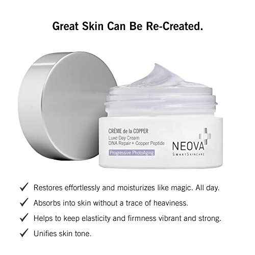 NEOVA SmartSkincare Creme de la Copper Moisturizing Cream with DNA Repair Enzymes and Copper Peptide Complex for All Day Hydradtion. Dermatologist Tested.