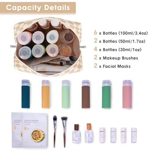 Narwey Checkered Makeup Bag Large Travel Cosmetic Organizer