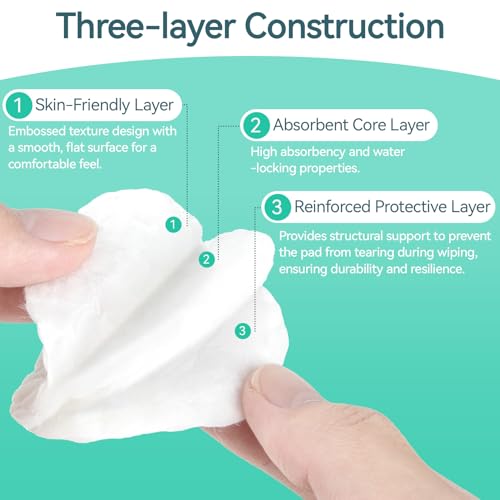 300 Cotton Rounds - Lint Free Makeup Pads for Face Cleansing