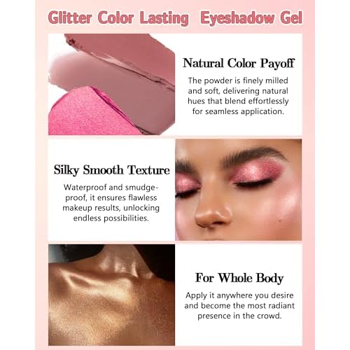 Sparkle Single Eyeshadow Cream, Orange Mousse Glitter Highly Pigmented Eye Shadow, Long-Lasting Blendable Shimmer Eyeshadow, Lightweight Eye Shadow Makeup Palette Christmas Party Gift for Women-08