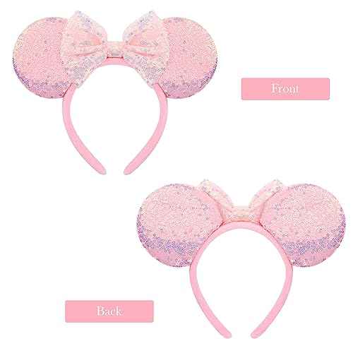 Mouse Ears Headbands with Bow Minnie Ears Cosplay Costume Hair Accessories for Women Girls Birthday Party Decoration