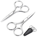 Sharp-Pointed Small Scissors Set for Eyebrow & Facial Grooming - 2 Pack, 3.5 Inch Stainless Steel Precision Trimmers