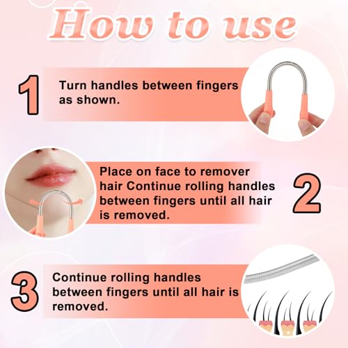 6 Pieces Facial Hair Remover Spring Eyebrow Face Epilator Coil Portable Hair Remover Spring Threading Tool Hair Remover Spring Epilator for Women Chin Cheek Mustache Upper Lip